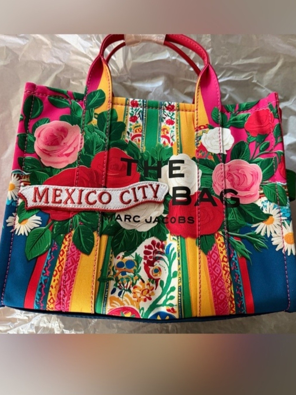 Marc Jacobs Multicolor Floral Stripe 'Mexico City' Tote